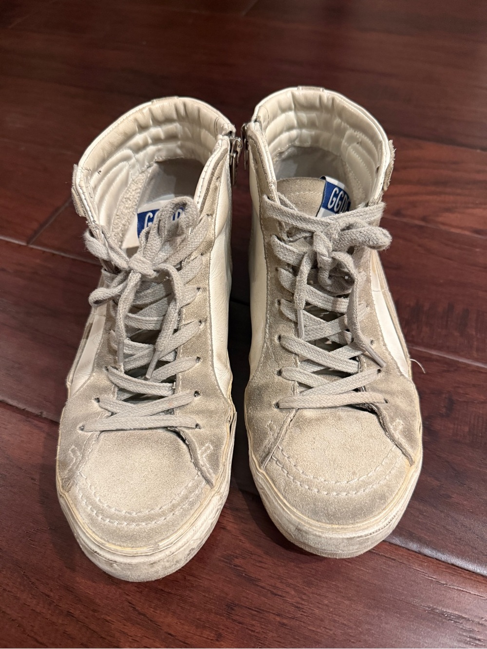 Golden Goose Women's High-Top Suede Sneakers in Light Beige